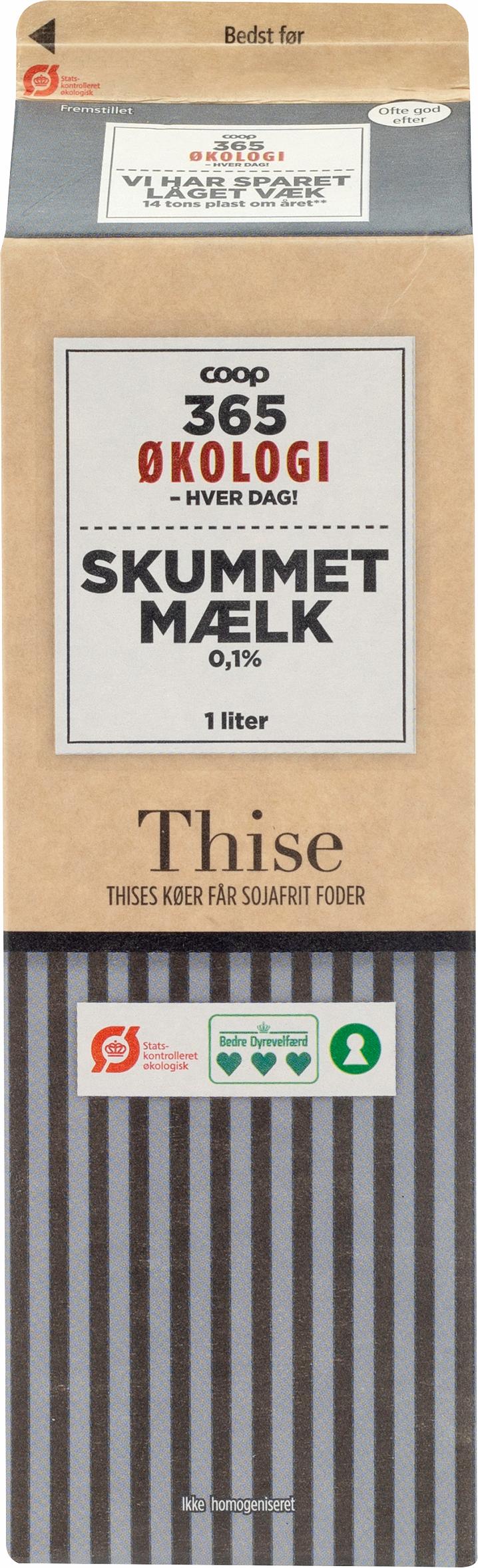 365 Øko Skummetmælk 0,1% 1L