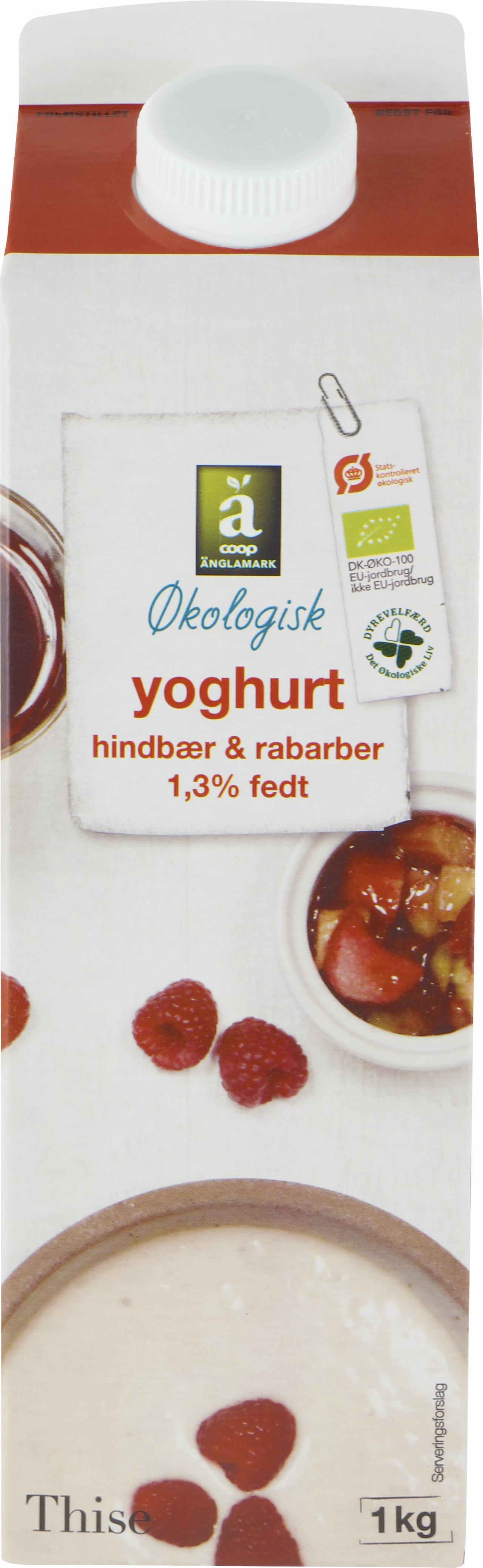 Änglamark Yoghurt Hindbær/Rabarber 1,3% 1000g