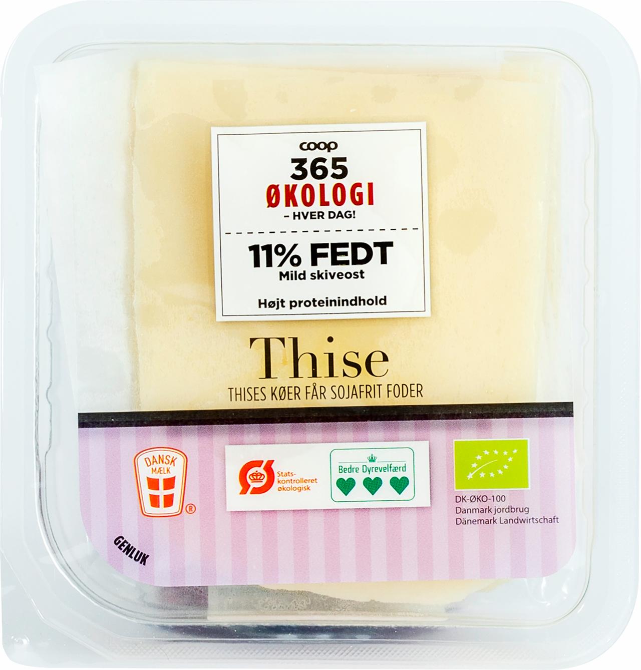 365 Øko Mild ost 20+/11% fedt skiveskåret 150g